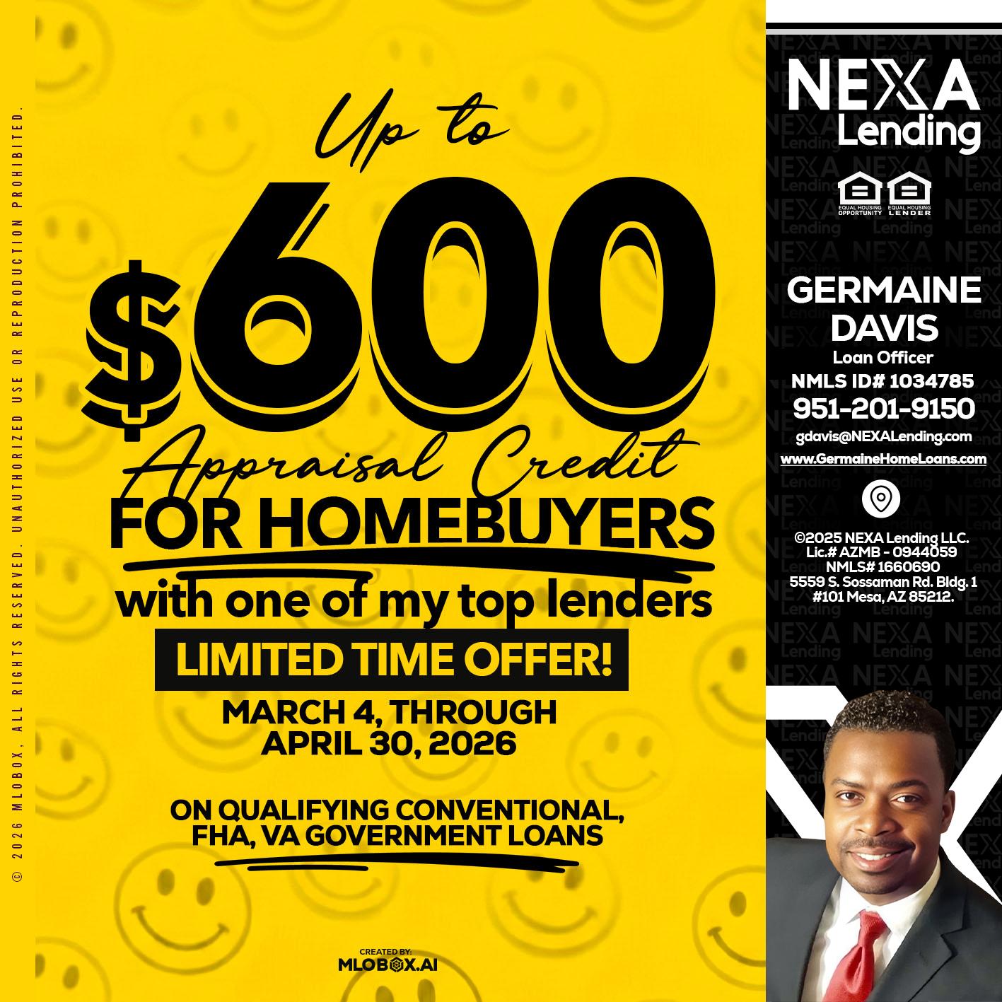 UP TO 600 - Germaine Davis -Loan Officer