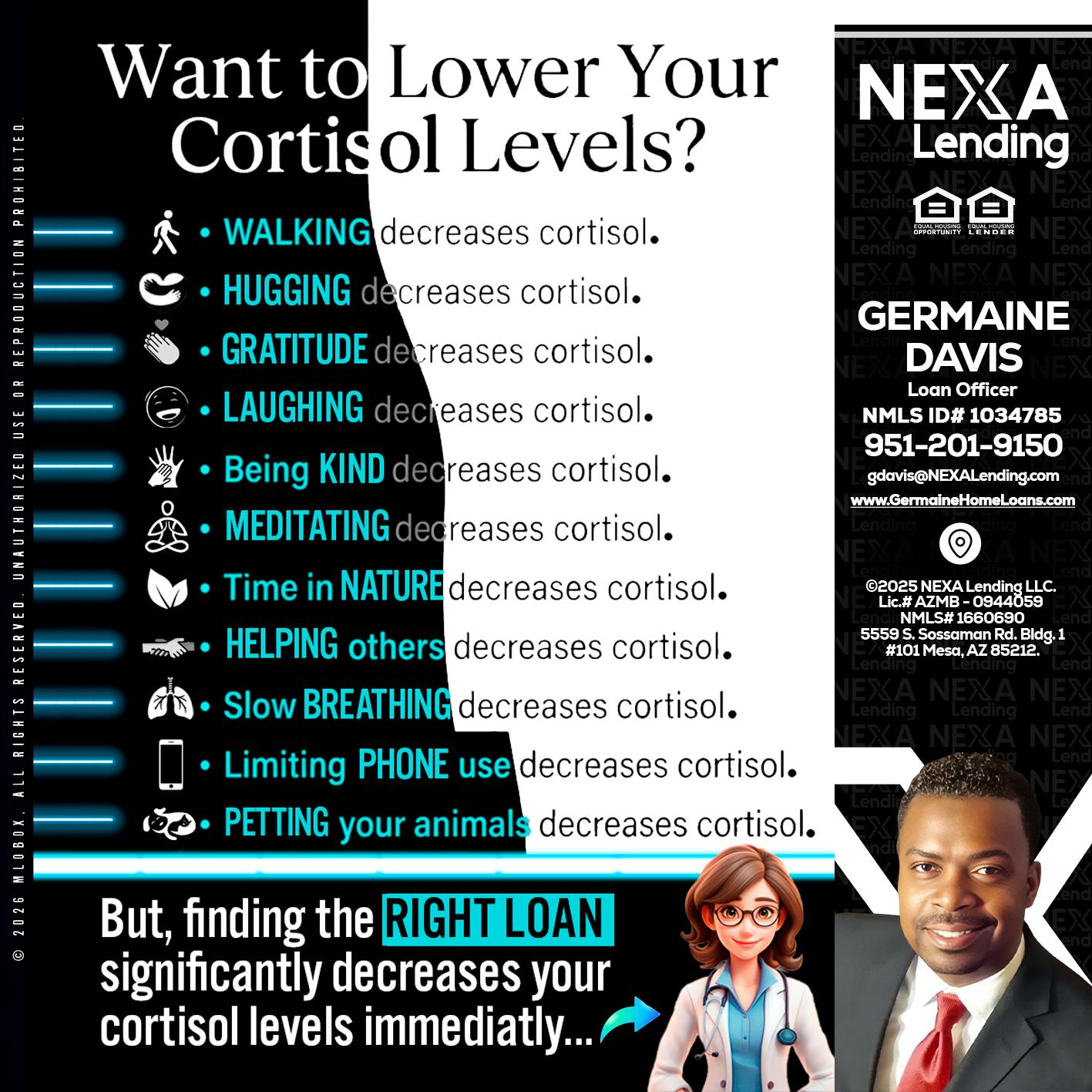 Want to lower Your Cortisol Levels? - Germaine Davis -Loan Officer