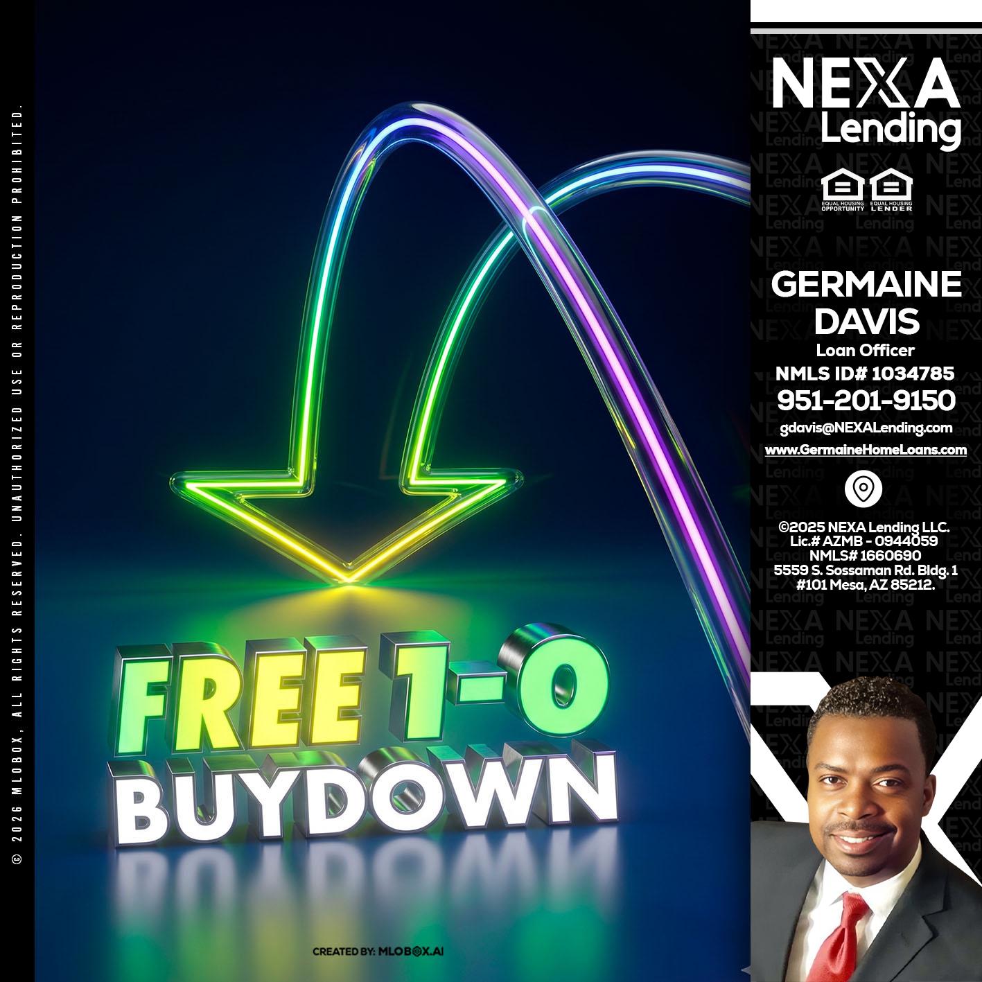FREE 1-0 BUYDOWN - Germaine Davis -Loan Officer
