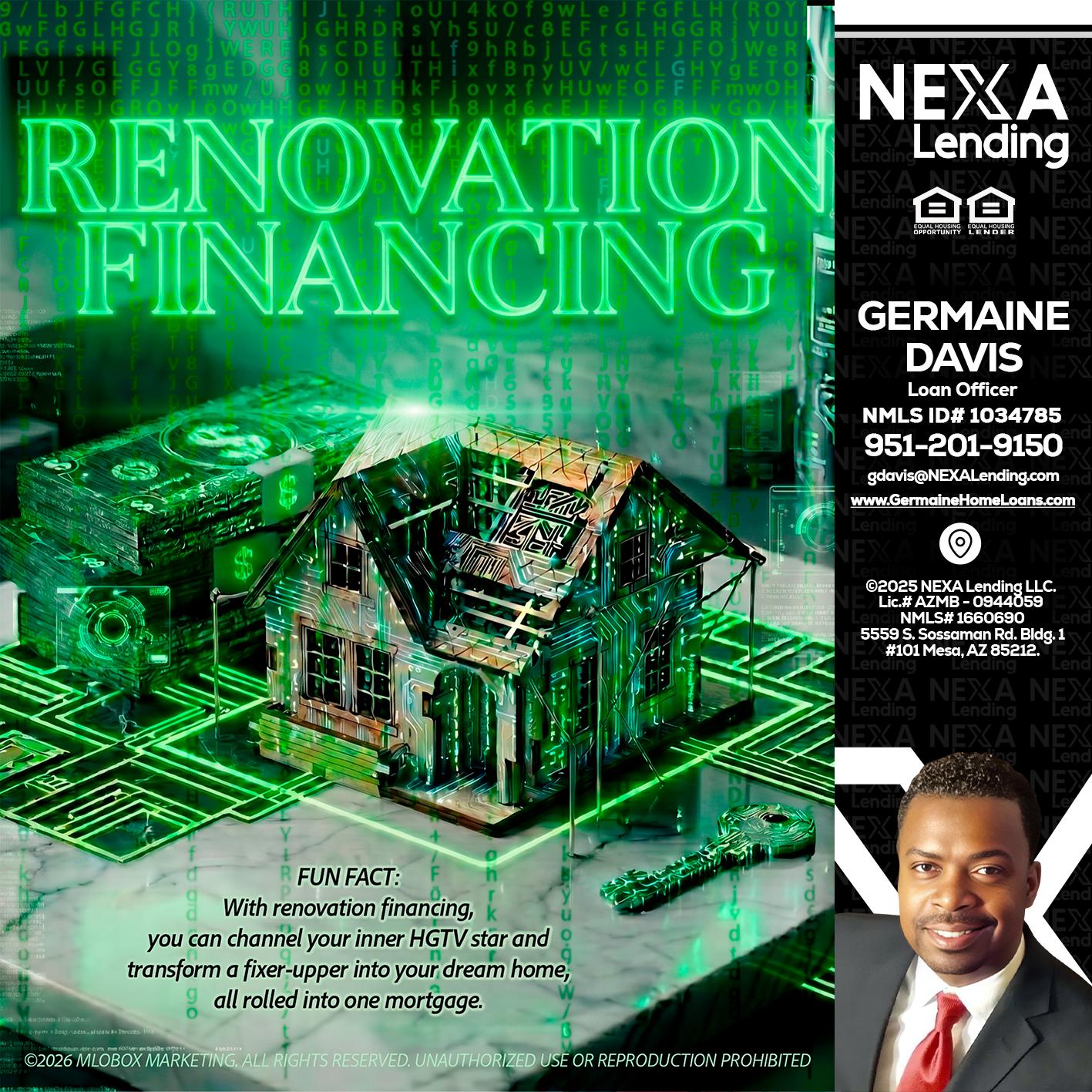 RENOVATION FINANCING - Germaine Davis -Loan Officer