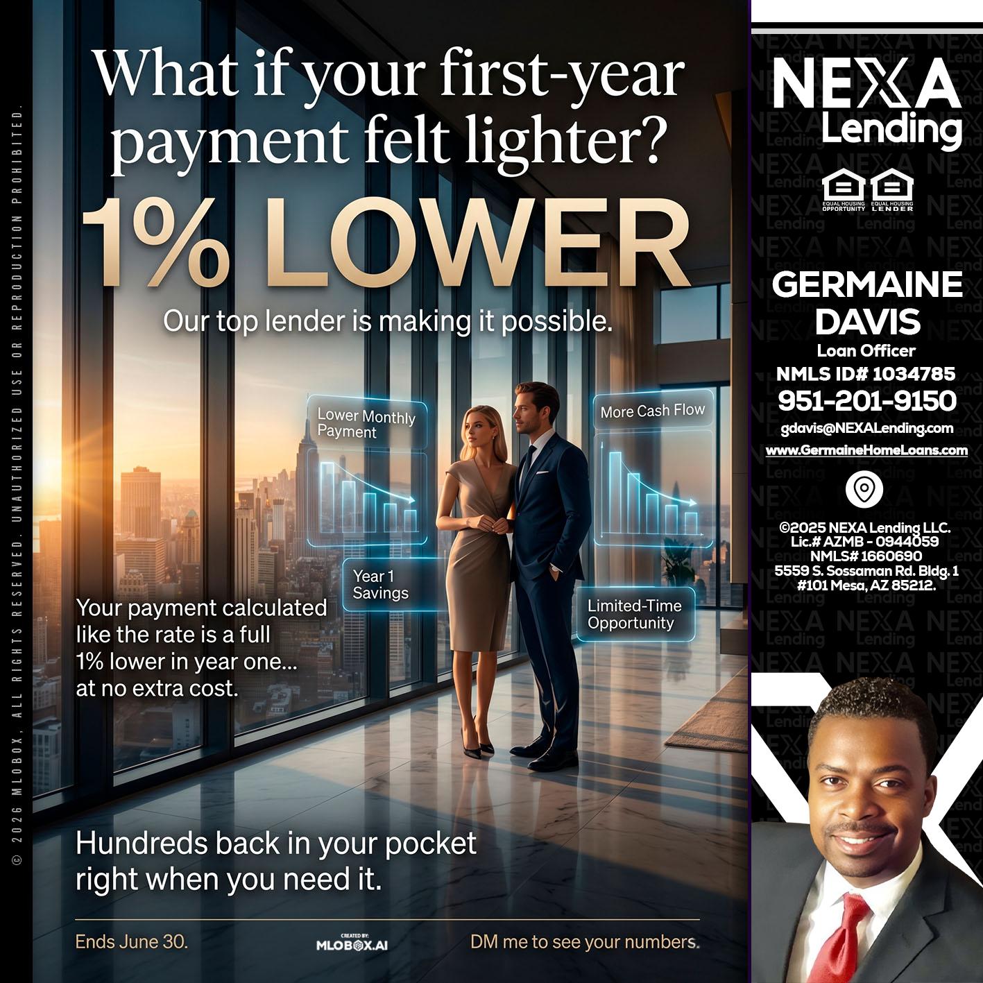 1% LOWER - Germaine Davis -Loan Officer