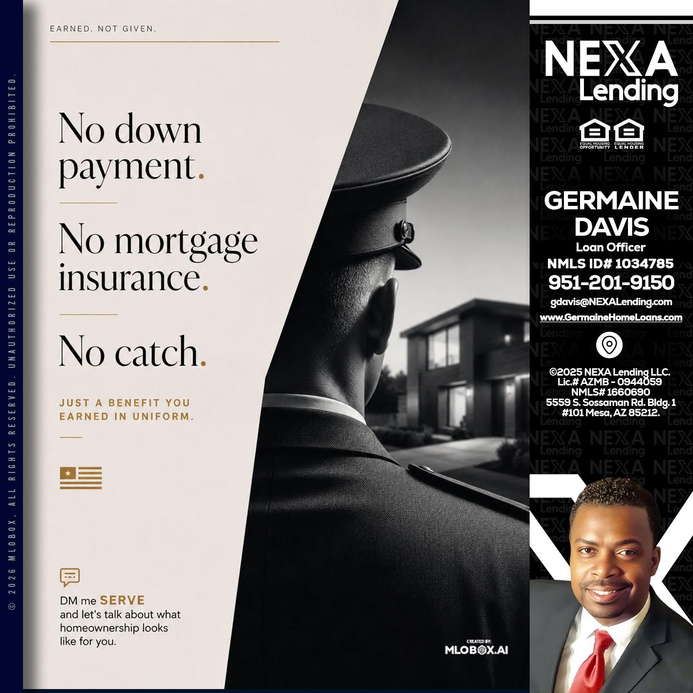 NO DOWN PAYMENT - Germaine Davis -Loan Officer