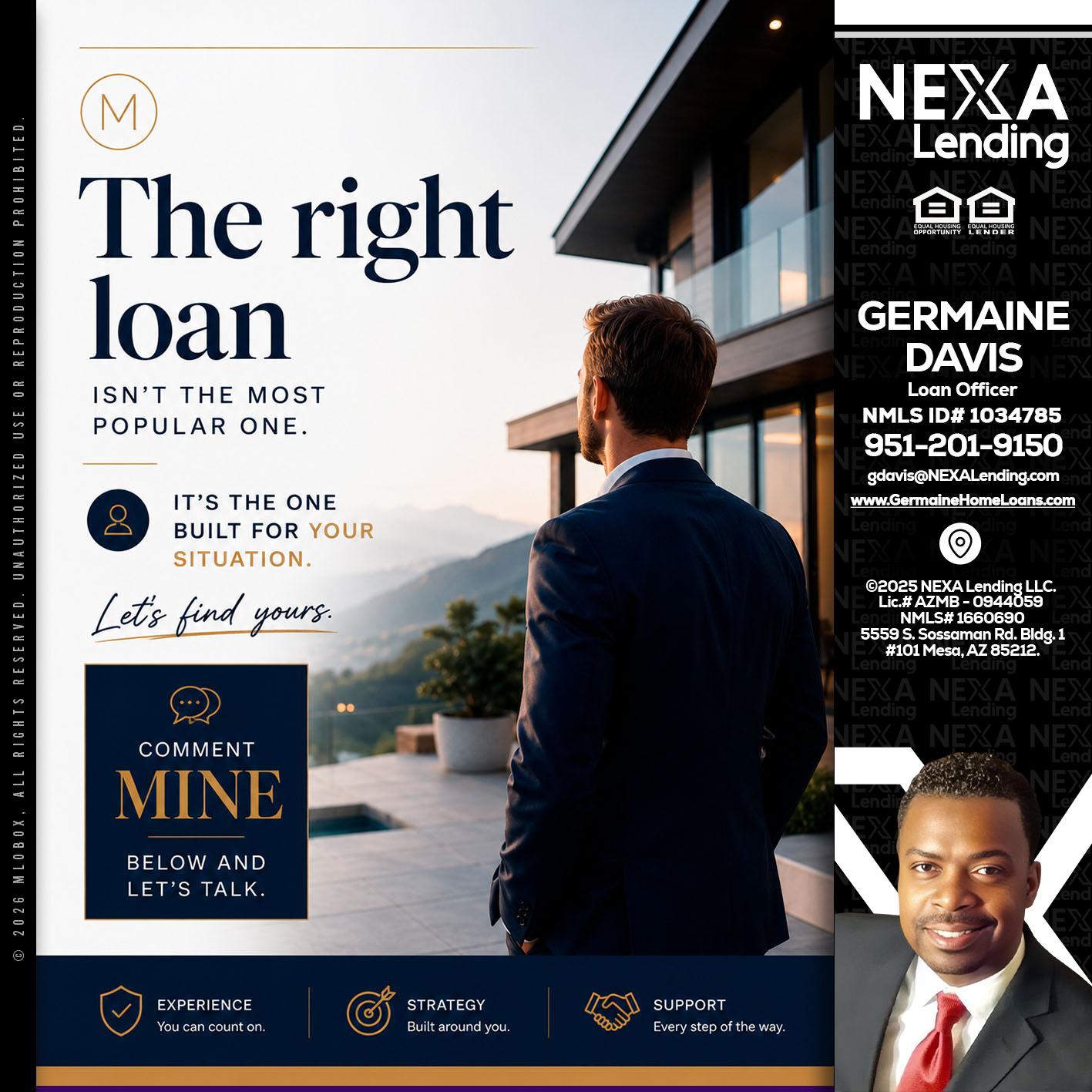 THE RIGHT LOAN - Germaine Davis -Loan Officer