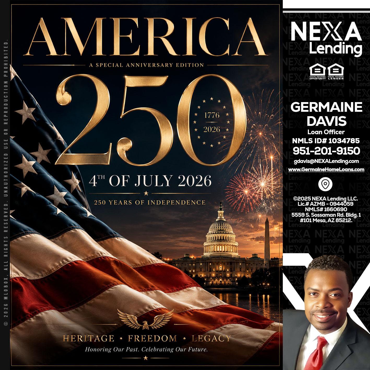AMERICA 250 TH - Germaine Davis -Loan Officer