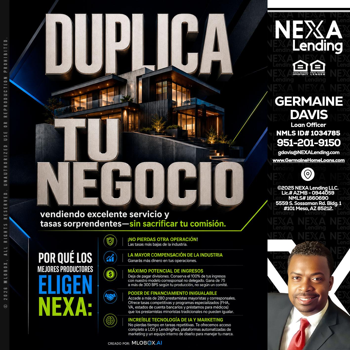 DUPLICA TU NEGOCIO - Germaine Davis -Loan Officer