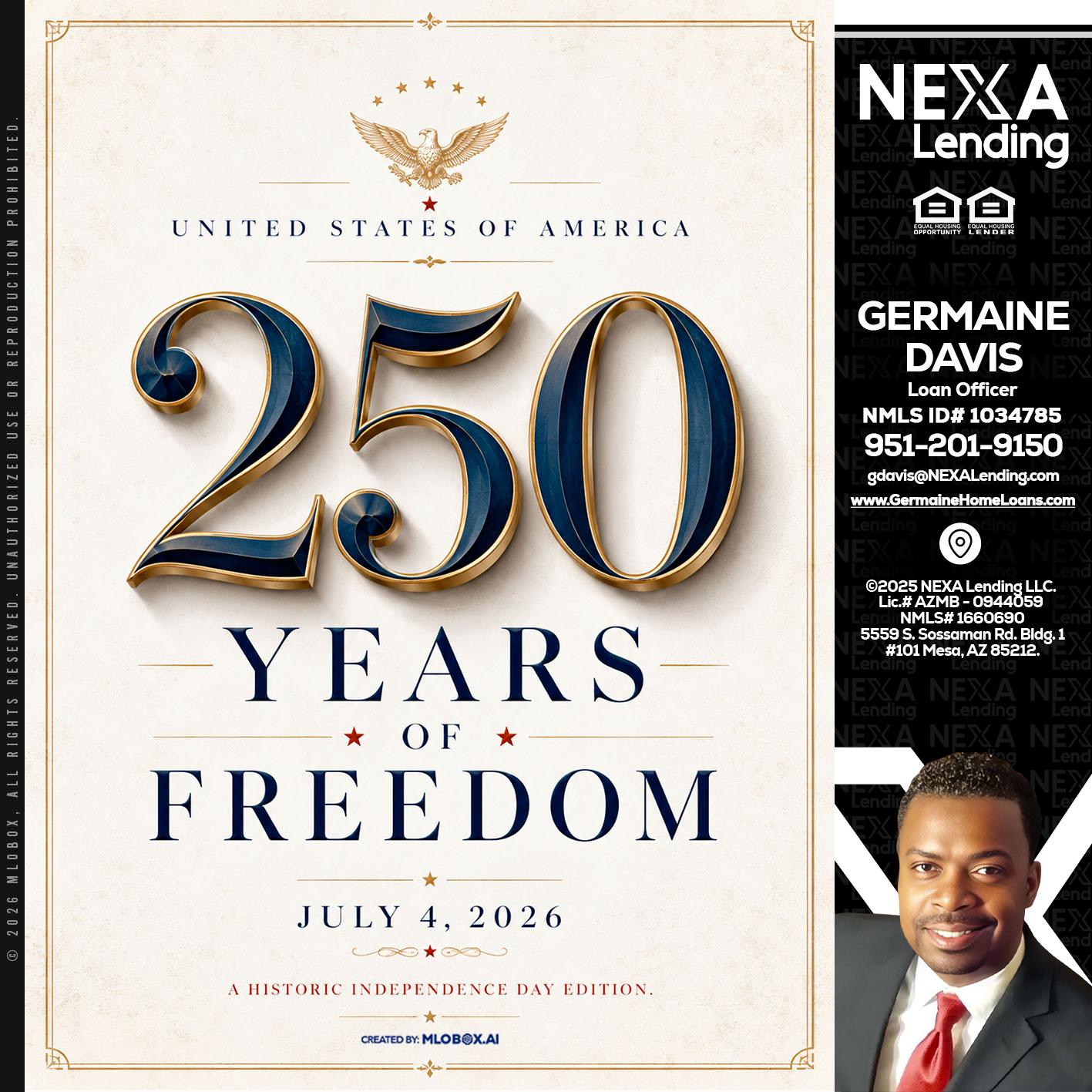 250 YEARS - Germaine Davis -Loan Officer