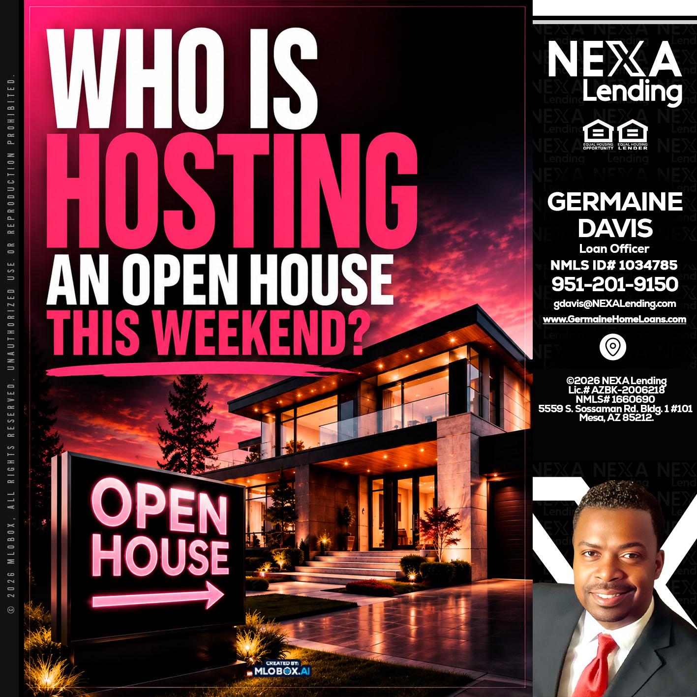 who's is hosting - Germaine Davis -Loan Officer