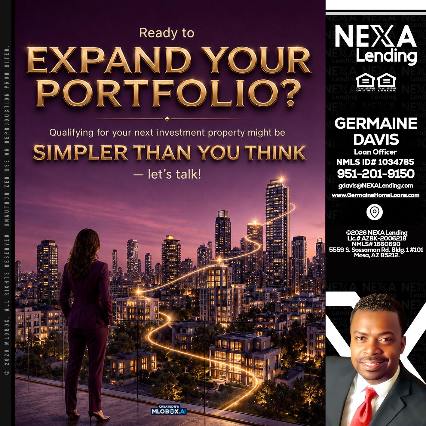 EXPAND YOUR PORTFOLIO - Germaine Davis -Loan Officer