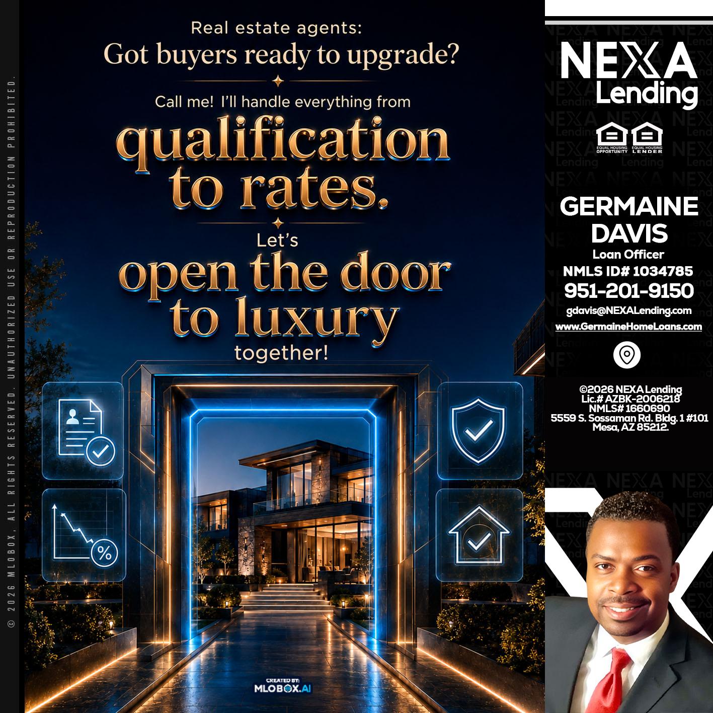QUALIFICATION TO RATES - Germaine Davis -Loan Officer