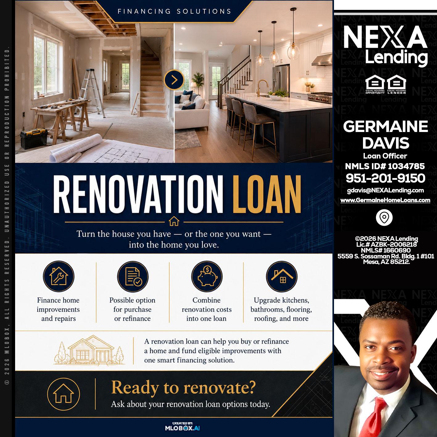 RENOVATION LOAN - Germaine Davis -Loan Officer
