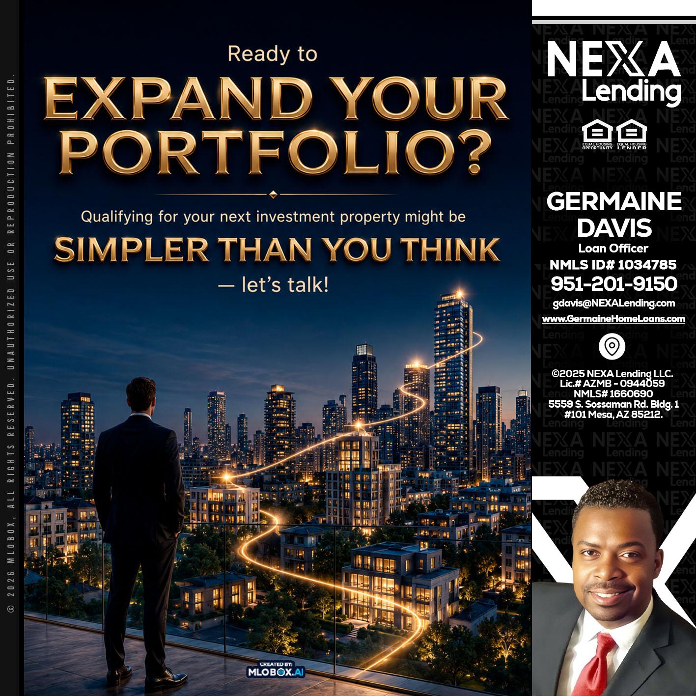 expand you portfolio - Germaine Davis -Loan Officer