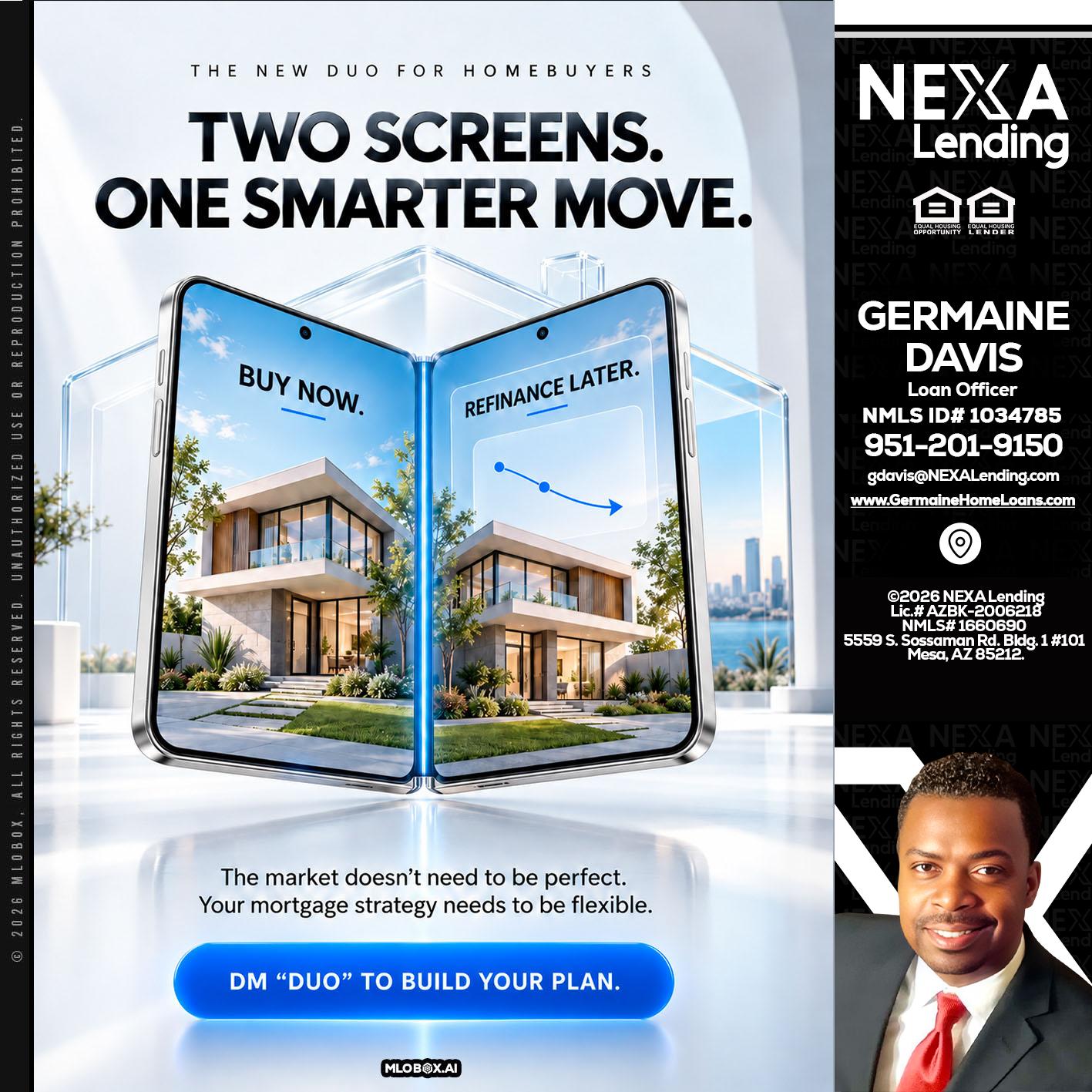TWO SCREENS - Germaine Davis -Loan Officer