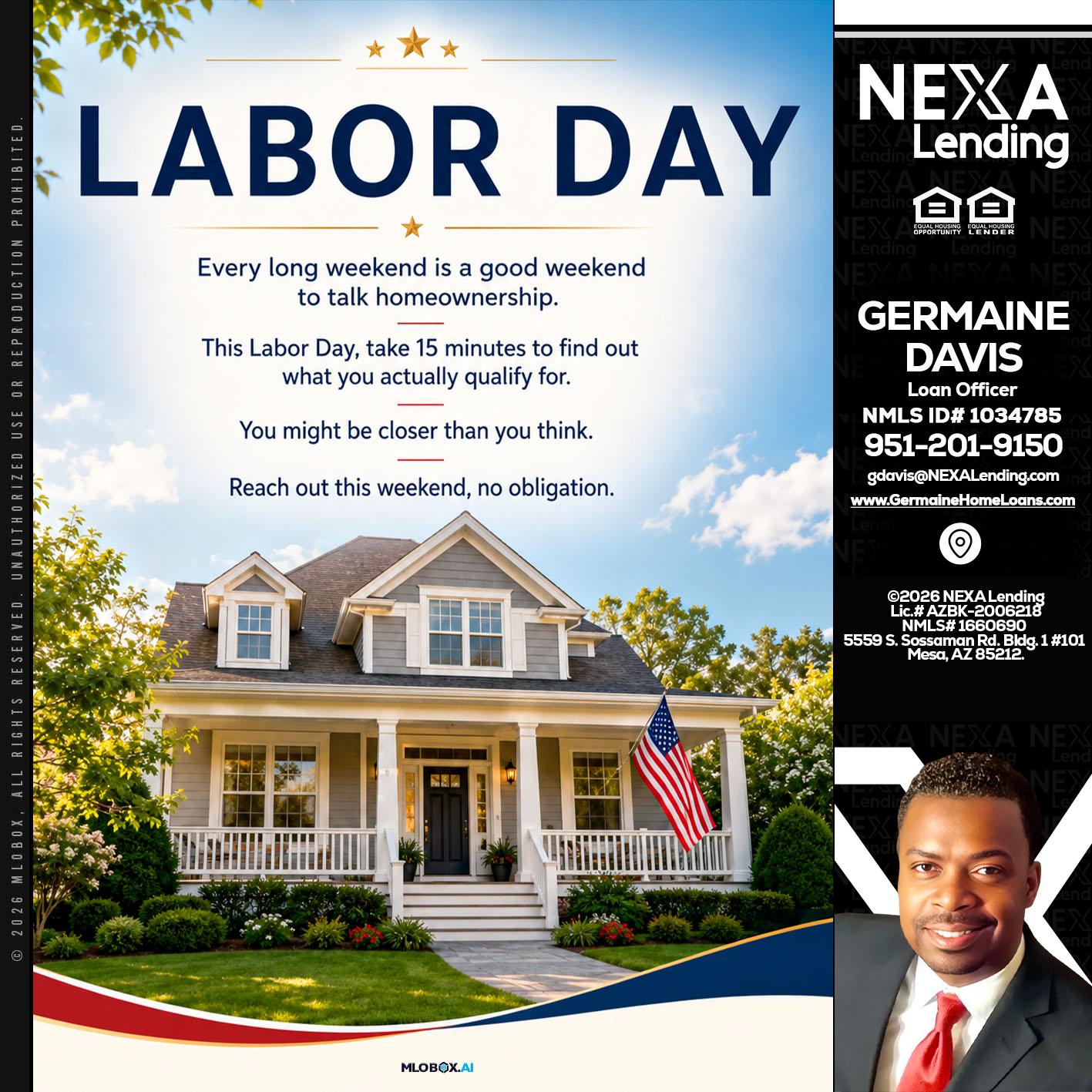 LABOR DAY - Germaine Davis -Loan Officer
