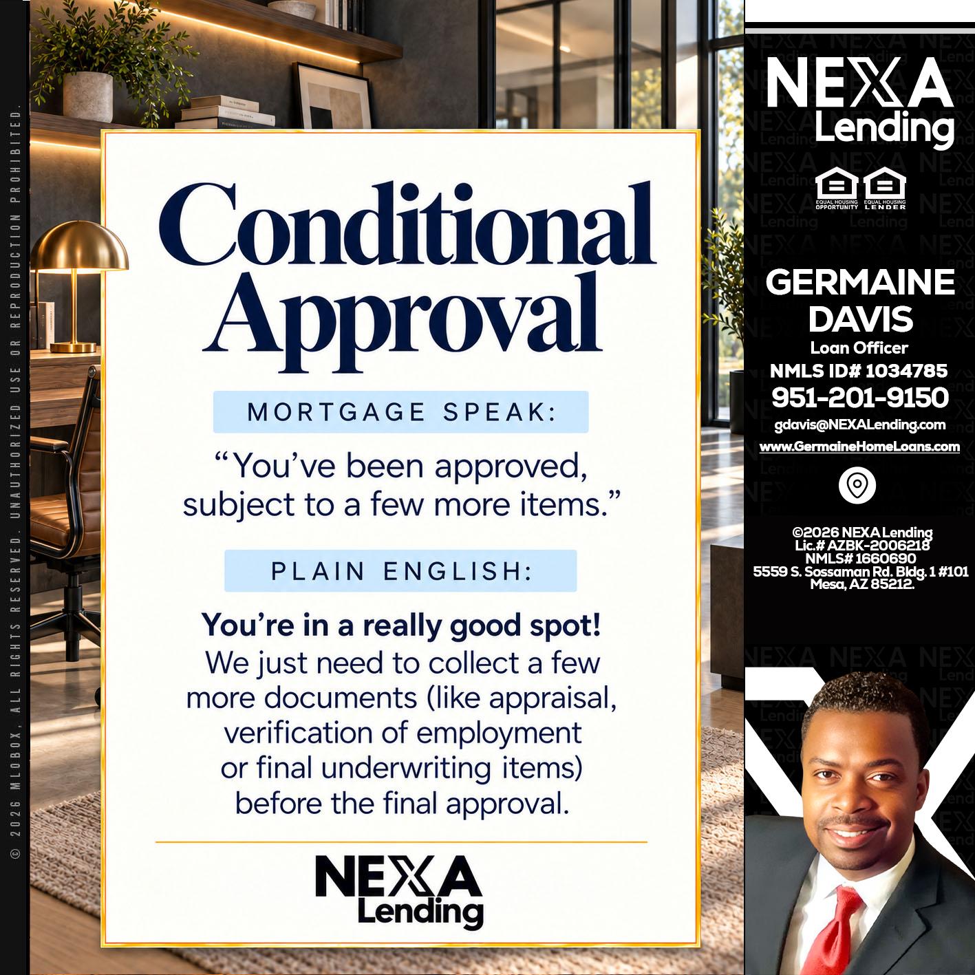 CONDITIONAL APROVAL - Germaine Davis -Loan Officer