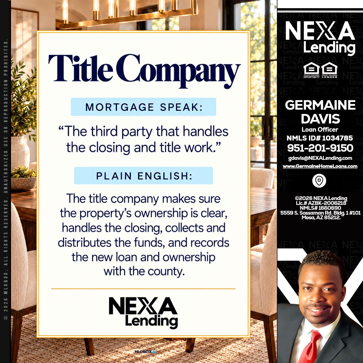 TITLE COMPANY - Germaine Davis -Loan Officer