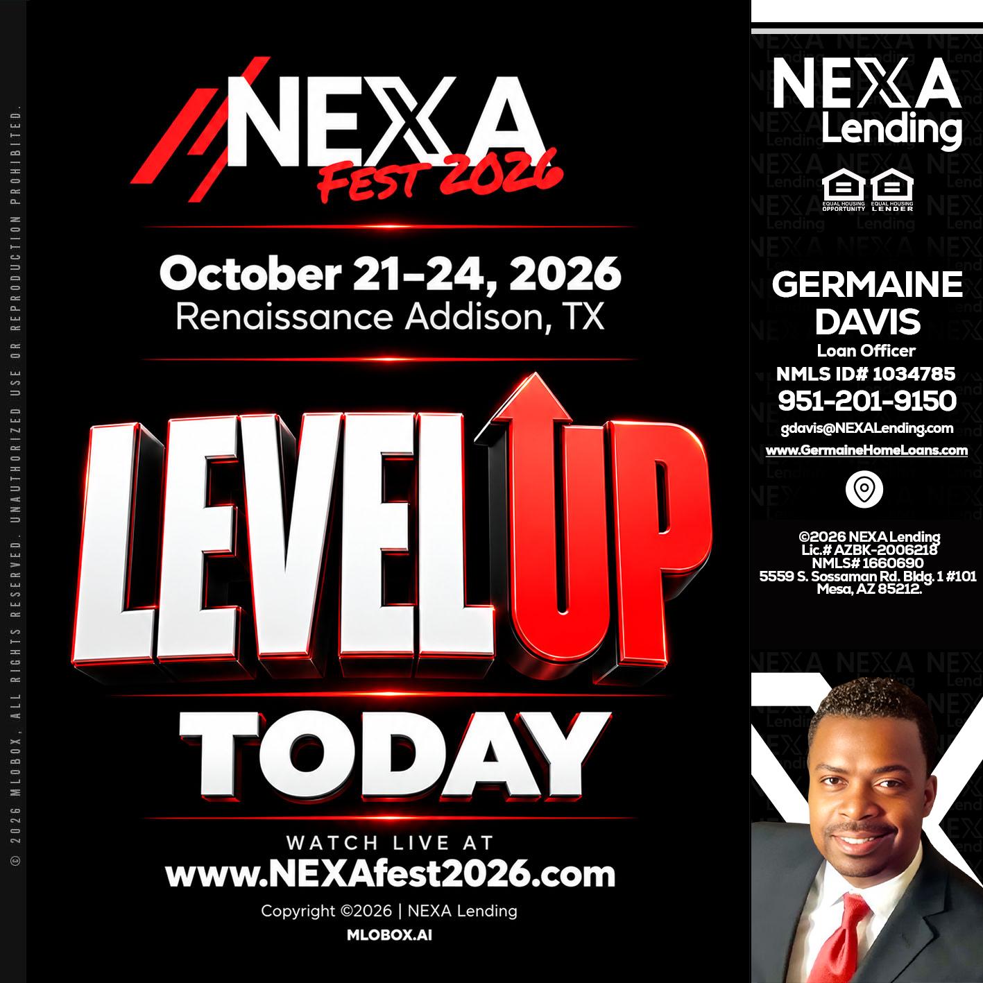 LEVEL UP TODAY - Germaine Davis -Loan Officer