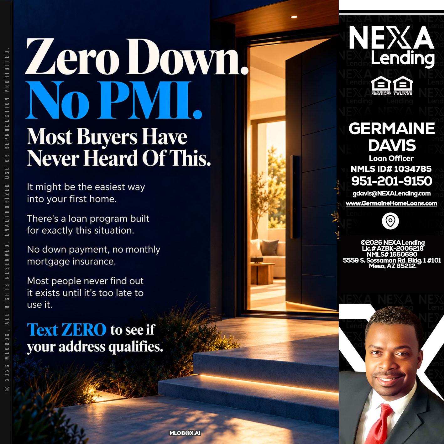 zero down - Germaine Davis -Loan Officer